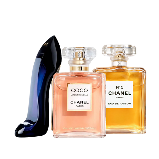 Conjunto de 3 perfumes GOOD GIRL, COCO MADEMOISELLE, Chanel Nº5 100ml