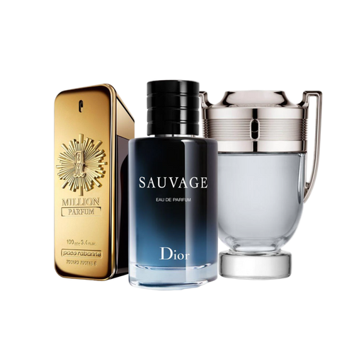 Combo 3 Perfumes Paco Rabanne ONE MILLION, Dior SAUVAGE e Paco Rabanne INVICTUS 100ml - Madrid Perfumes