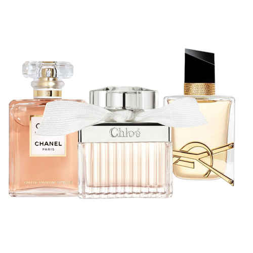 Combo de 3 Perfumes Chanel COCO MADEMOISELLE, Yves Saint Laurent LIBRE e CHLOÉ 100ml - Madrid Perfumes