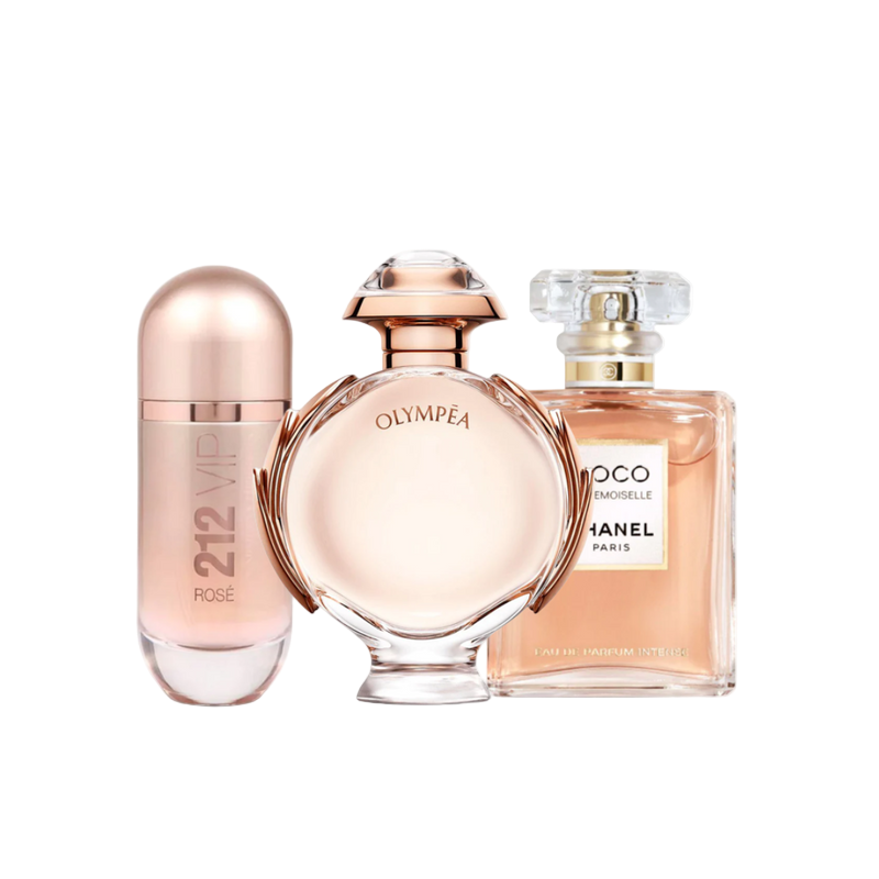 Conjunto de 3 perfumes Chanel COCO MADEMOISELLE, Yves Saint Laurent LIBRE e CHLOÉ 100ml