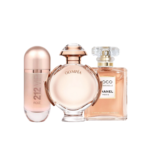 Conjunto de 3 perfumes Chanel COCO MADEMOISELLE, Yves Saint Laurent LIBRE e CHLOÉ 100ml
